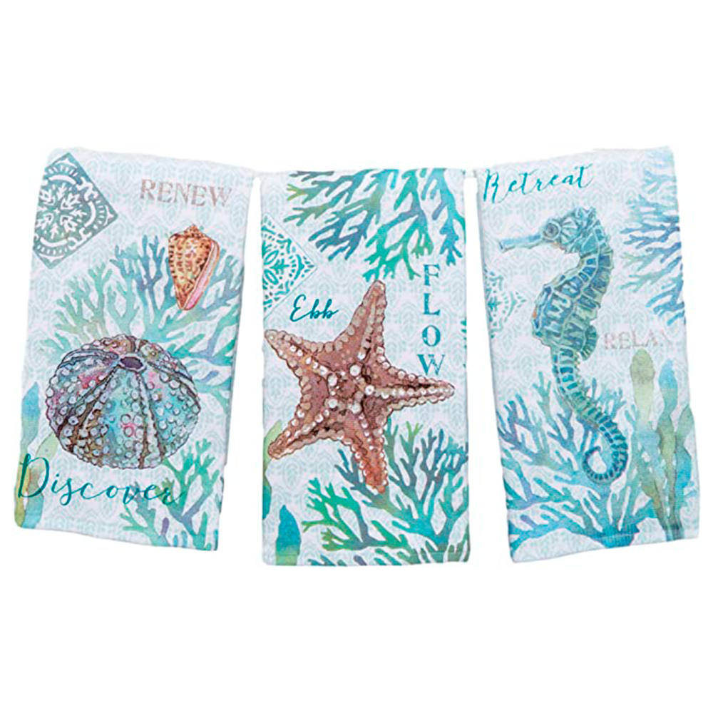 Set of 3 Beachcomber Dual Purpose Terry Kitchen Towels