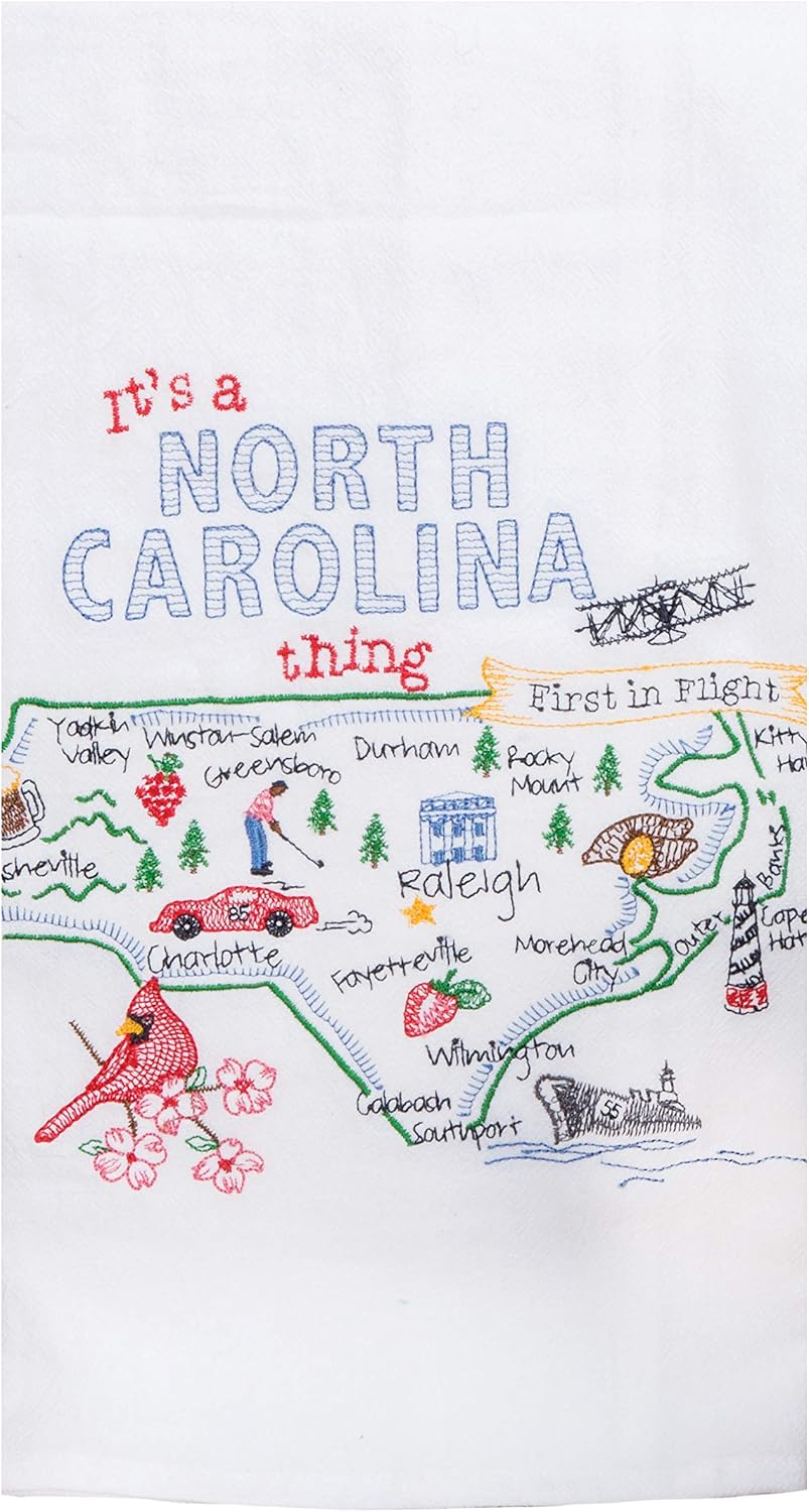 Kay Dee Designs It's a State Thing North Carolina Embroidered Flour Sack Towel