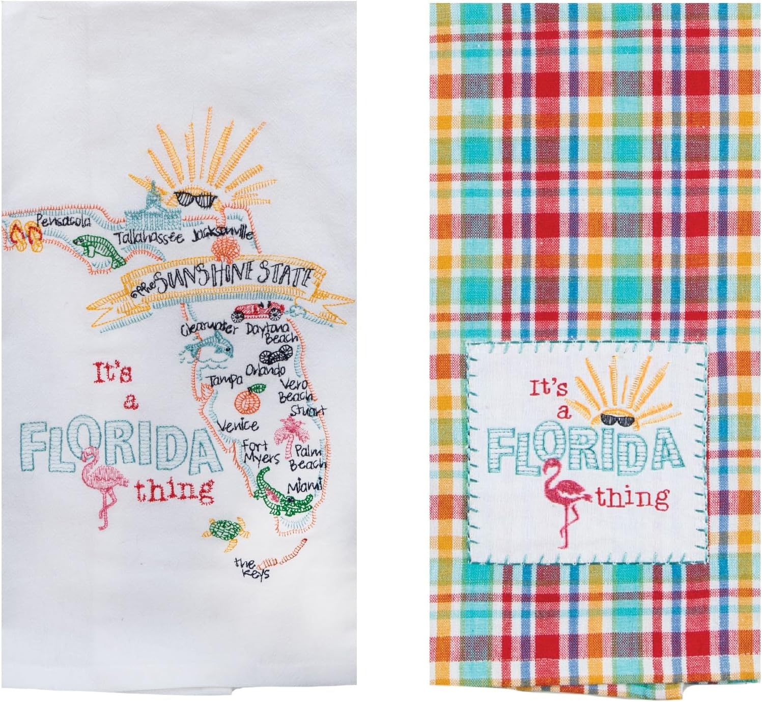 2 Piece Kay Dee Home State of Florida Embroidered Kitchen Towel Bundle