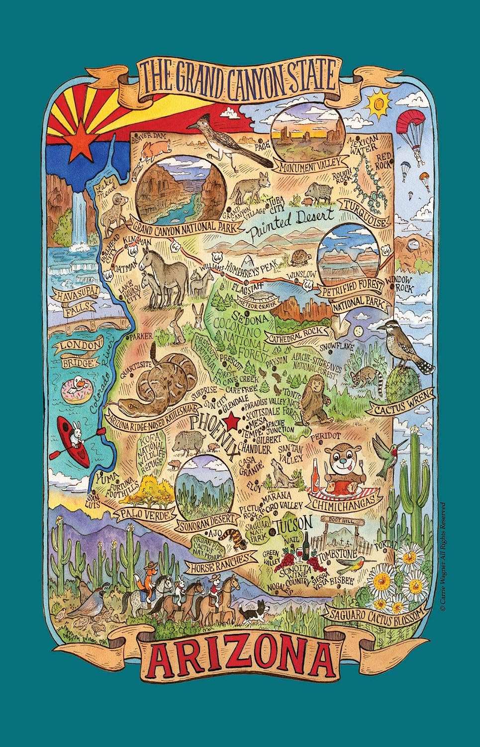 Kay Dee Designs Kitchen Map Textile Dish Towel, Arizona Sourc