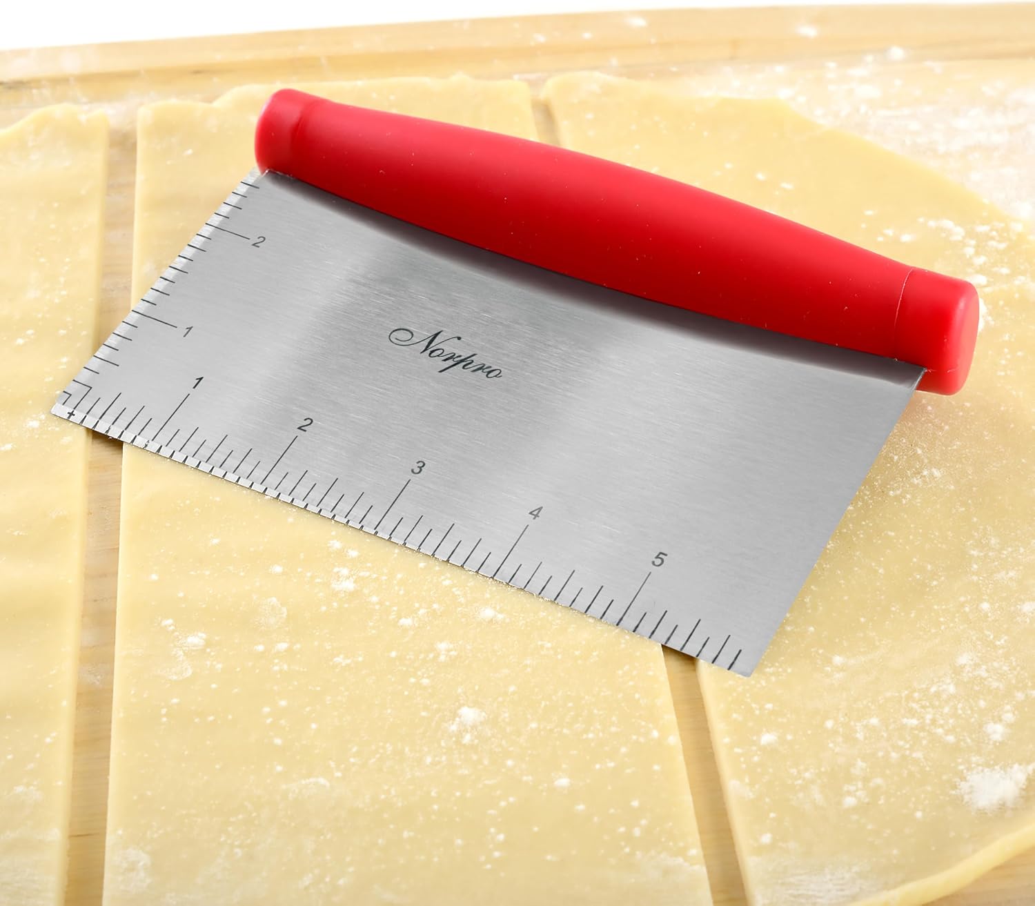 Norpro Grip-EZ Stainless Steel Pastry Bench Scraper and Food Chopper, Red