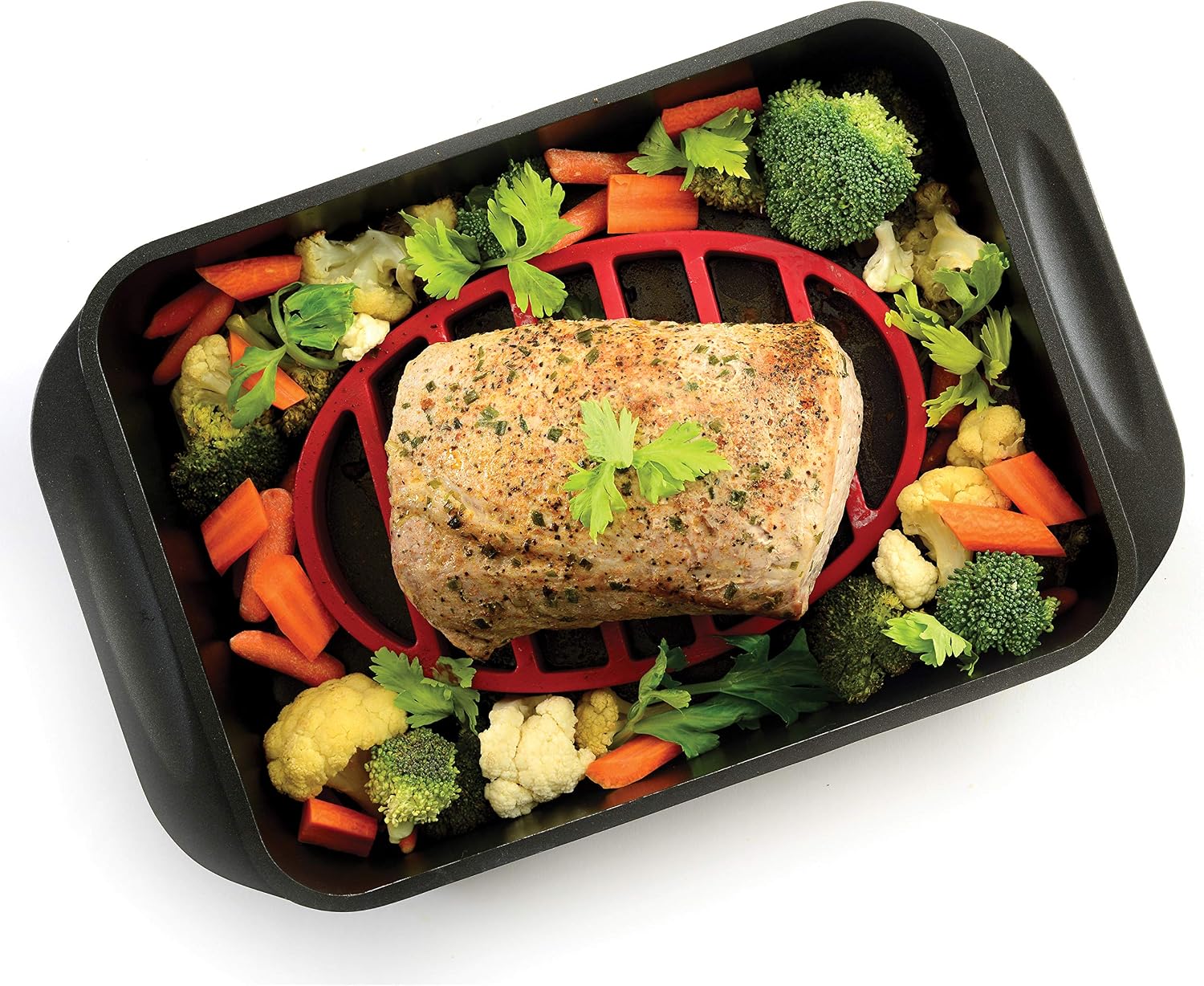 Norpro 405 Oval Silicone Roast Rack, Red 9x6