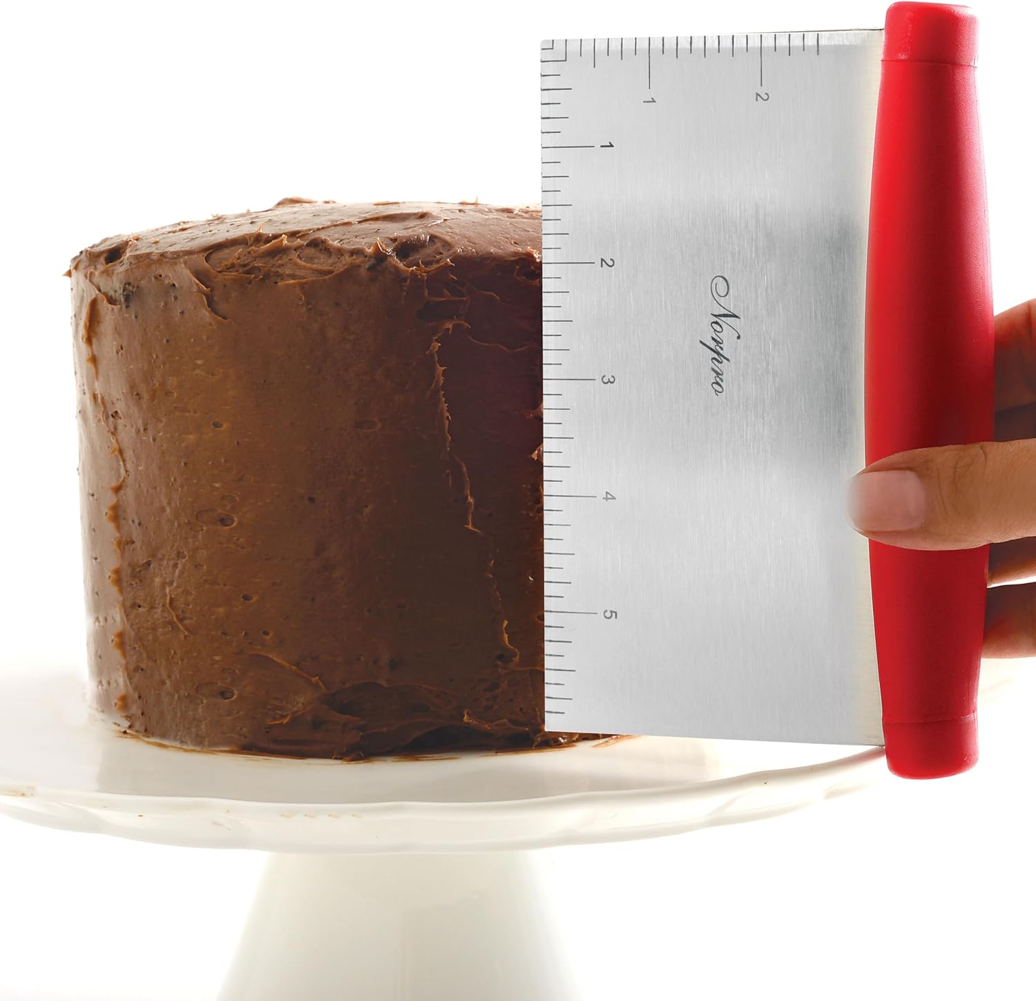 Norpro Grip-EZ Stainless Steel Pastry Bench Scraper and Food Chopper, Red