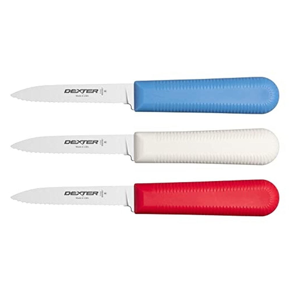 S104SC-3RWC S104 Scalloped Paring Knife with Polypropylene Handle(Case of 3), Red/White/Blue