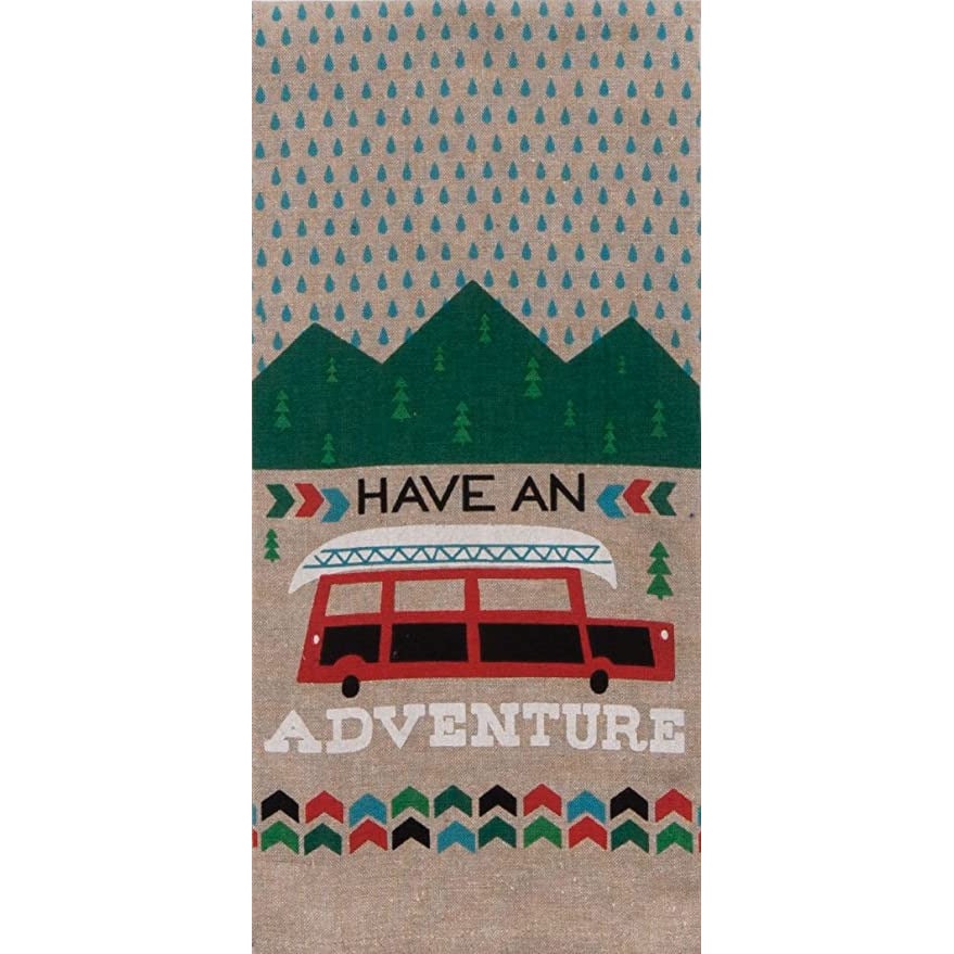 Southwest Sun Have an Adventure Camping Chambray Tea Towel, Various