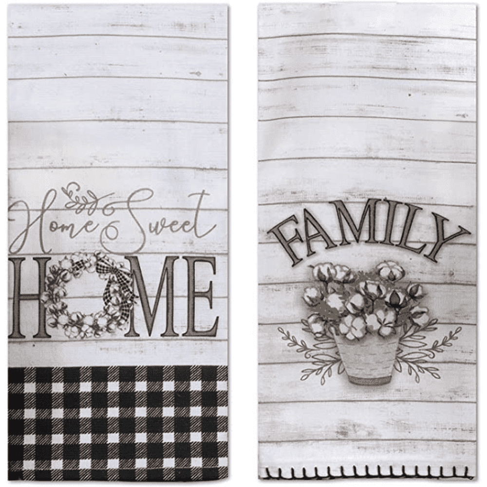 Kitchen Terry Towel and Tea Towel 2-pc Set Farmhouse Family