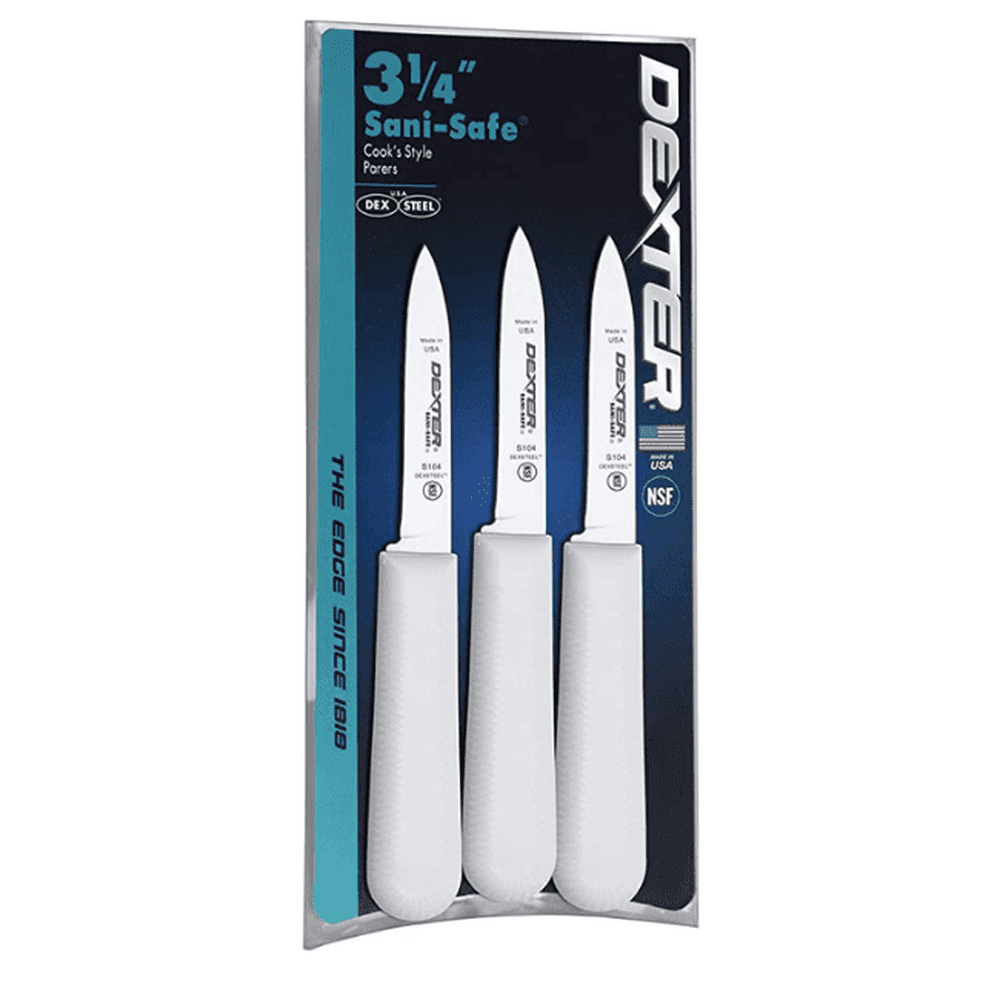 Dexter-Russell 3 pack of 3¼Paring Knives, S104-3PCP, SANI-SAFE Series, Silver, White