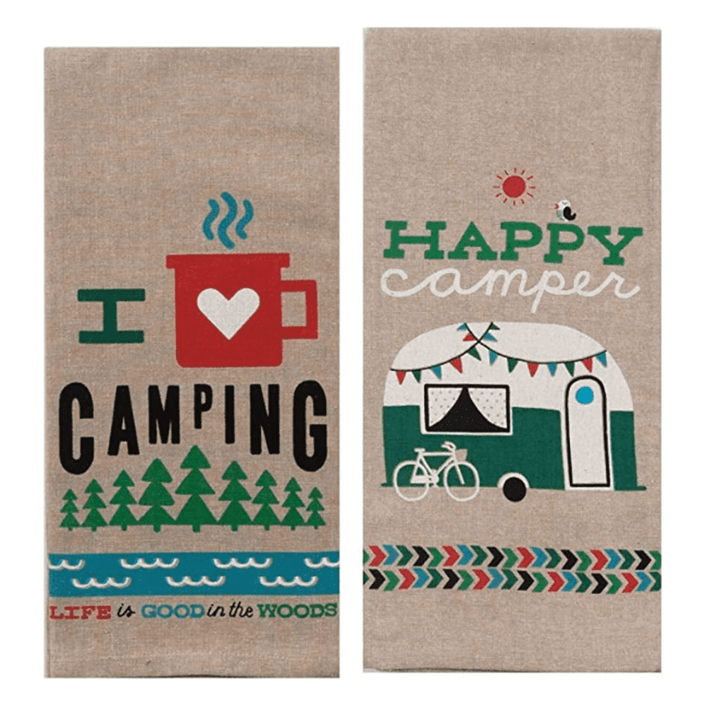 Camping Adventures Chambray Towel Set - One Each Happy Camper & I Heart Camping