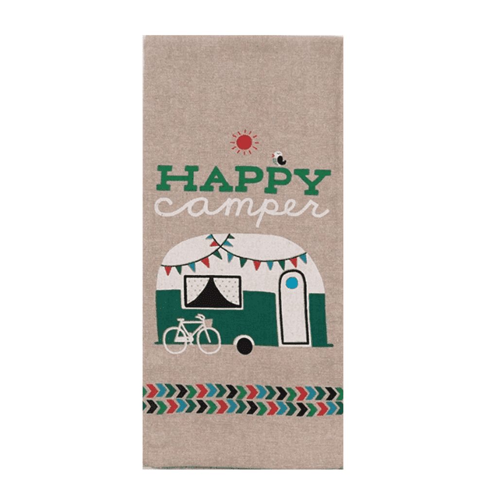 Camping Happy Camper Chambray Tea Towel